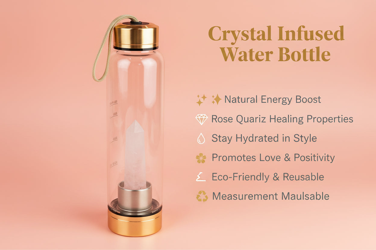 Rose Quartz Crystal Water bottle