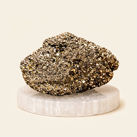 Pyrite Cluster With Raw Selenite Plate