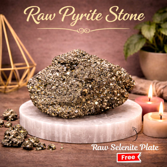 Pyrite Cluster With Raw Selenite Plate