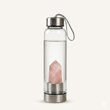 Rose Quartz Crystal Water bottle 