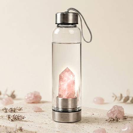 Rose Quartz Crystal Water bottle 