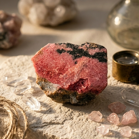 Raw Rhodonite  450- 500 Gm