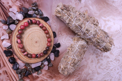 Rhodonite Bracelet With Selenite Plate