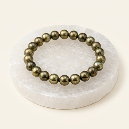 Pyrite Bracelet With Raw  Selenite Plate