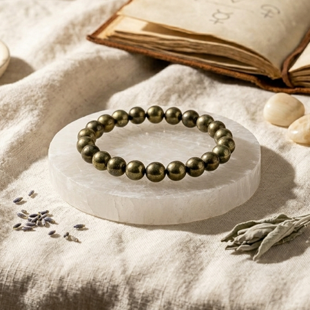 Pyrite Bracelet With Raw  Selenite Plate
